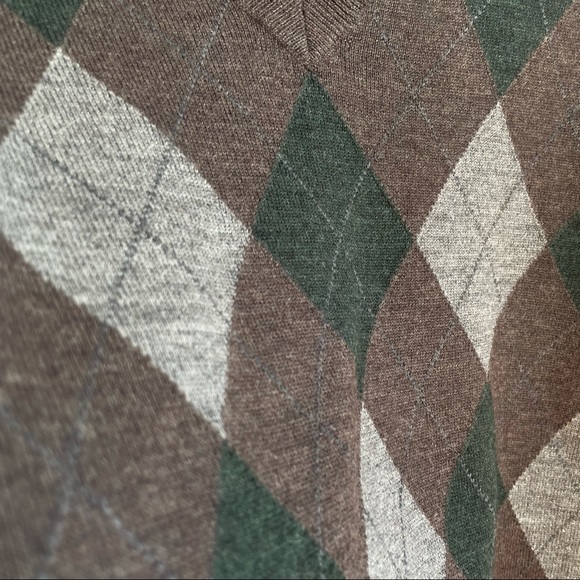 BR Factory Argyle 100% Merino Wool Lightweight V-Neck Sweater Men’s Size M - Picture 3 of 6